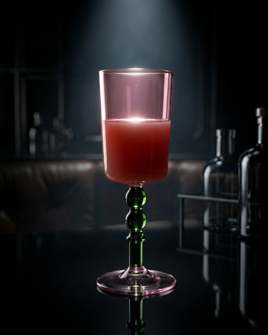 Blush Pink Tall Stem Glass with Emerald Bead Base (7×20 cm)
