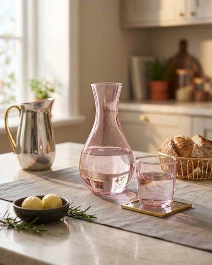 Premium Pink Glass Bottle with Dual-Use Tumbler Cap