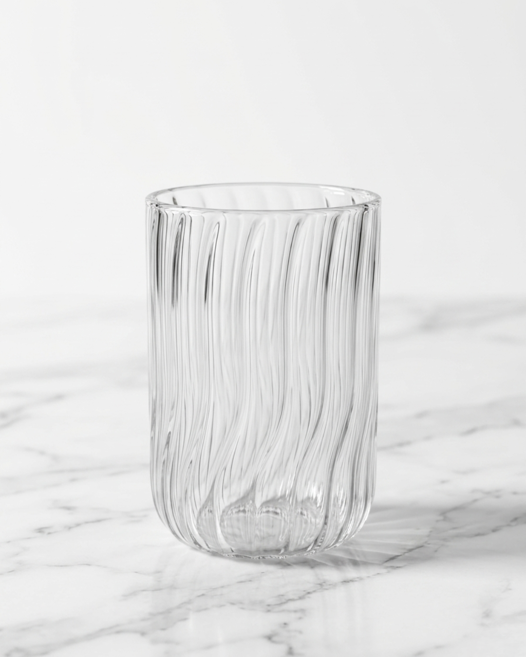 Premium Tall Ribbed Glass  (8 × 12 cm)
