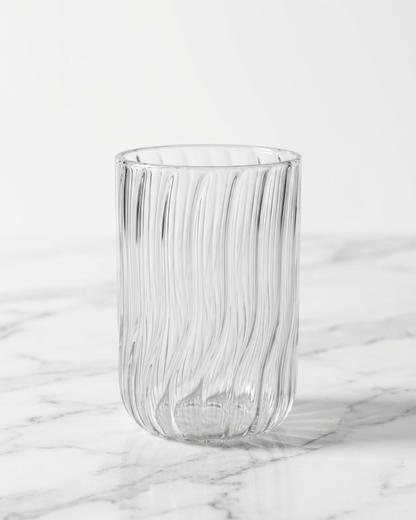 Premium Tall Ribbed Glass  (8 × 12 cm)