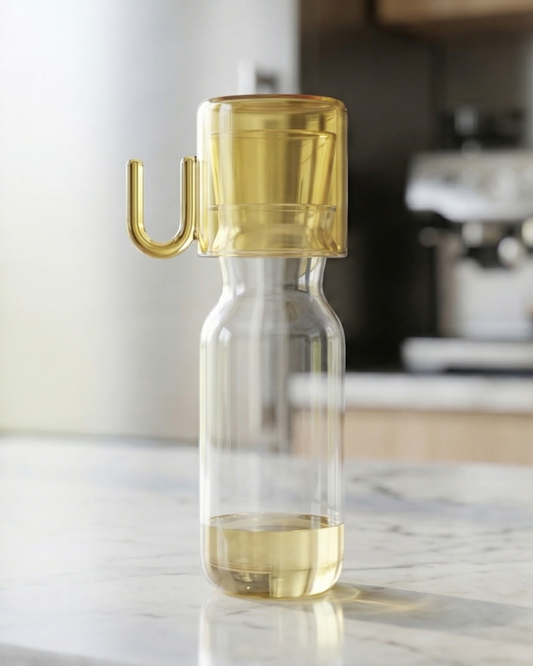 Modern Dual Glass Carafe Set with Detachable Cup
