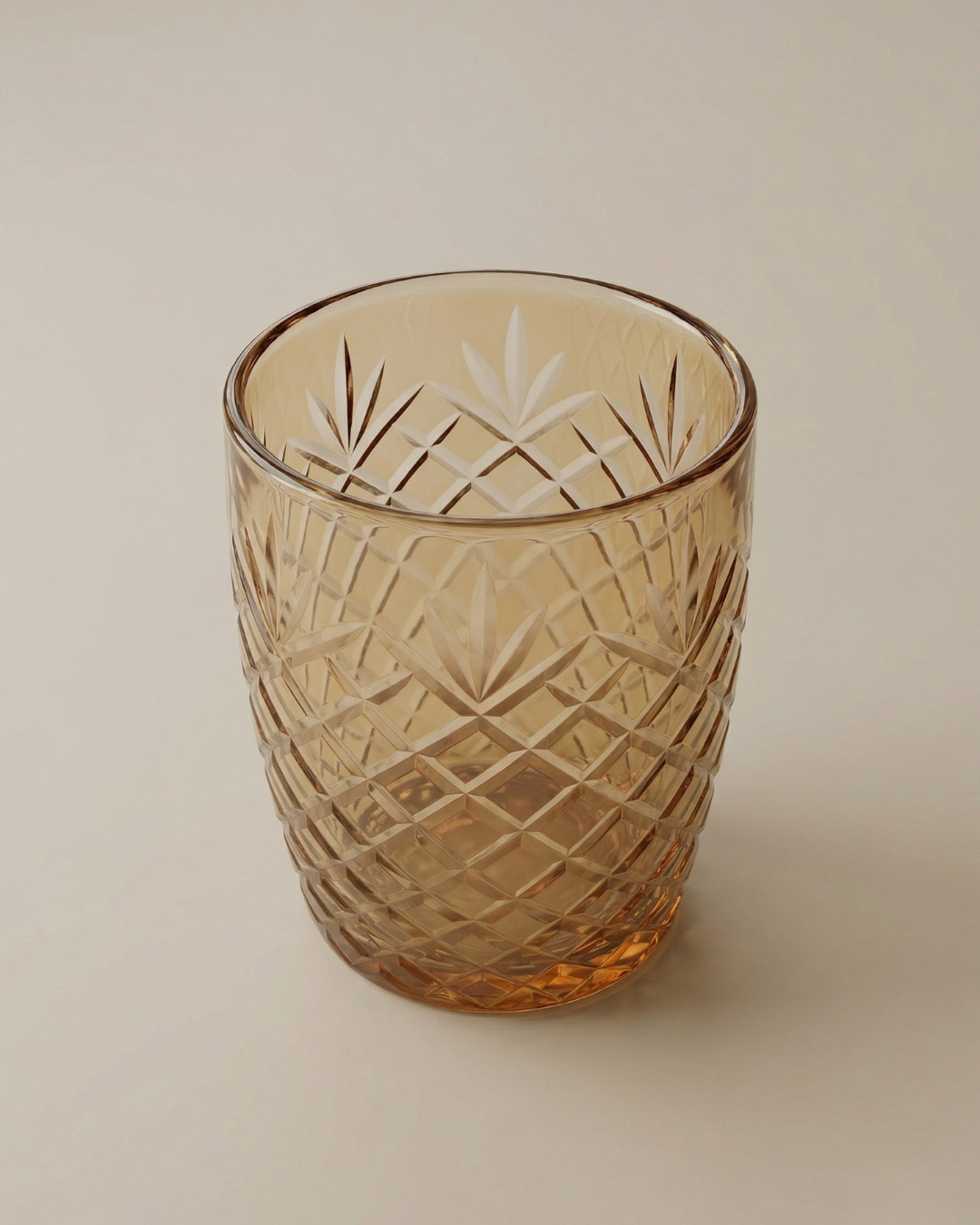 Amber Cut Glass Tumbler – Premium Textured Whiskey & Cocktail Glass | Luxury Drinkware by Glasseria