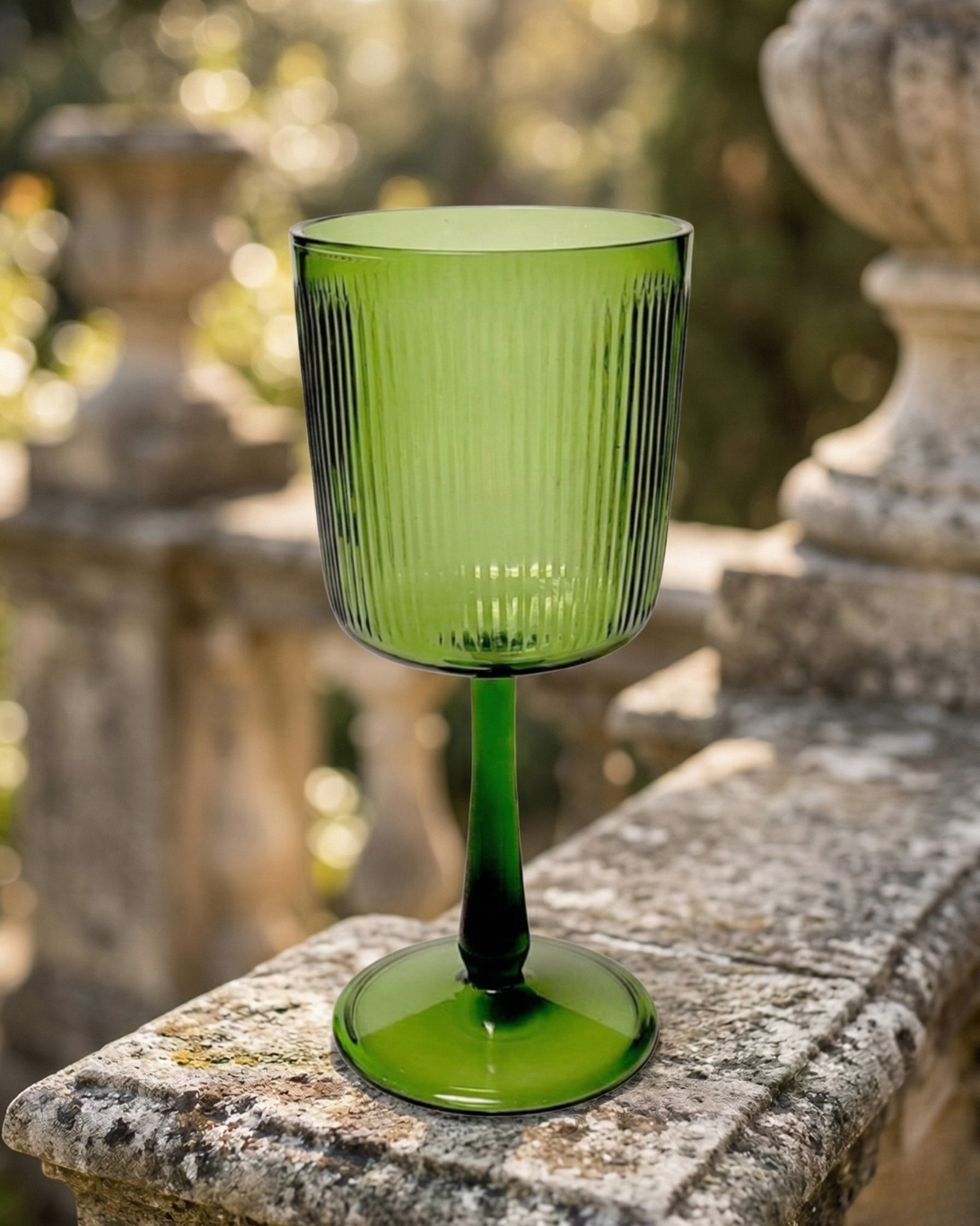 Premium Green Borosilicate Drinking Glass – Ribbed Drinking (Luxury Drinkware Collection) | Glasseria