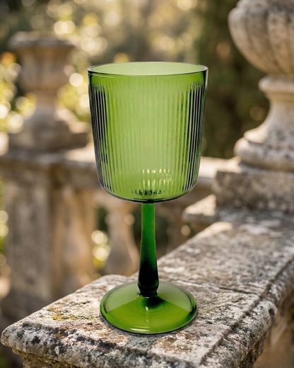 Premium Green Borosilicate Drinking Glass – Ribbed Drinking (Luxury Drinkware Collection) | Glasseria