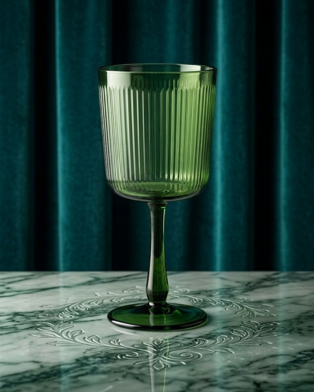 Premium Green Borosilicate Drinking Glass – Ribbed Drinking (Luxury Drinkware Collection) | Glasseria