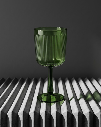 Premium Green Borosilicate Drinking Glass – Ribbed Drinking (Luxury Drinkware Collection) | Glasseria