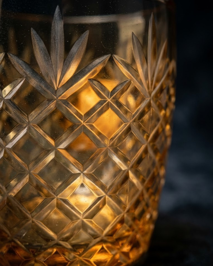 Amber Cut Glass Tumbler – Premium Textured Whiskey & Cocktail Glass | Luxury Drinkware by Glasseria